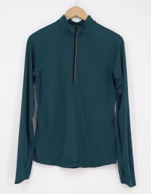 All in Motion Womens Teal Green Quarter Zip Pullover Thumbhole Active Top Size S thumbnail 1