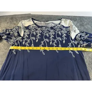 Emery Rose Navy Blue Boho Floral Maxi Dress - Size L thumbnail 4