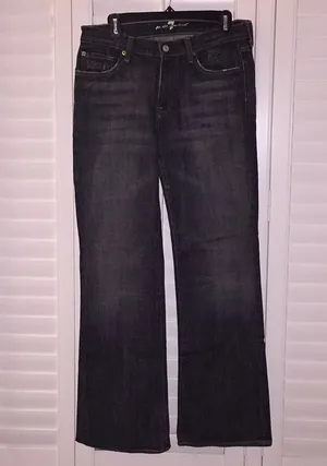 7 for all mankind Distressed Black Jeans Sz 31 thumbnail 1