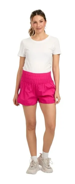 Womens New In High Waisted Weekend Active Magenta Shorts - Sz L thumbnail 1