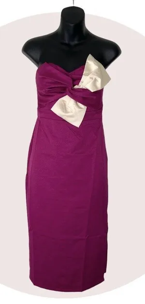 NEW Anthropologie‎ Lulumari Strapless Tie Bow Dress Women's Medium Retro Hoco thumbnail 1
