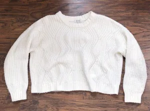 Madewell • Everett Rib-Play Pullover Sweater cream chunky cable knit alpaca thumbnail 1