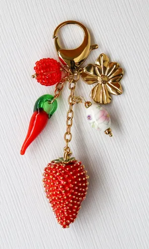 Gold and red farm berries keychain and handbag accessories thumbnail 1