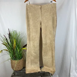 100% Suede Leather High Waist Pants From Apostrophe 12 thumbnail 2