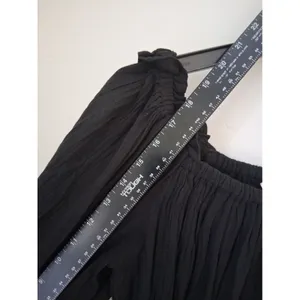 ELAN Black Off Shoulder Mini Dress Ballooo Sleeve Tunic size S 100% Cotton Gauze thumbnail 7
