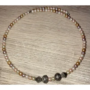 Multicolor pearl style beaded choker necklace thumbnail 2