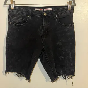 Bongo Black/Gray-washed Distressed Denim Shorts super soft skinny size 11 thumbnail 1