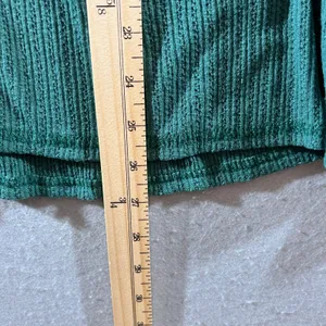 925 | Altar'd State Waffle Knit Peplum Babydoll‎ Henley Top Green Women L thumbnail 5
