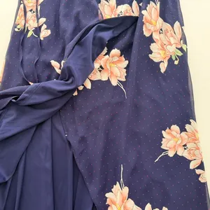 Lulus Loiselle Navy Blue Floral Print Polka Dot Wrap Maxi Dress Size XL Sundress thumbnail 6