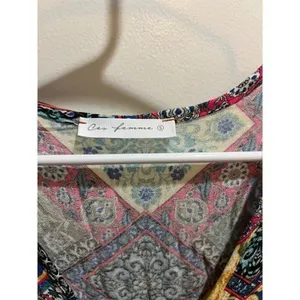 Ces femme Women Small Artsy Folksy Bohemian Patchwork Colorful Fall Chic Dress thumbnail 8