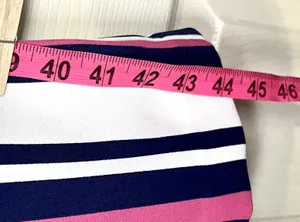 Express SzM High Rise Striped Paperbag Wide Leg Pants Pink Navy White thumbnail 10