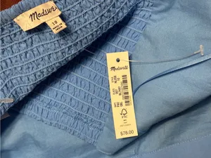 Madewell Blue Crinkle Poplin Crop Spaghetti Strap Tube Top NWT thumbnail 9