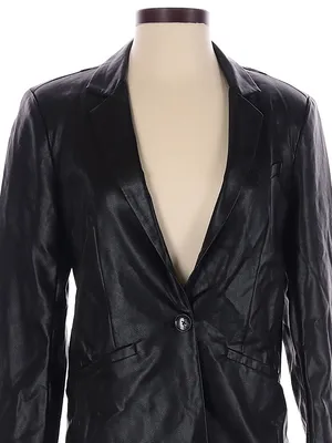 Z Supply Sandelle Black Faux Leather Blazer XS Going Out Indie Minimalist Edgy thumbnail 3