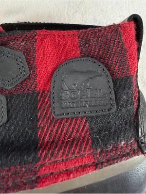 Sorel Out ‘n About Buffalo Plaid Waterproof Boots in Black Red Size 6‎ thumbnail 3