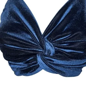 LUCY IN THE SKY Blue Velvet Spaghetti Strap Crop Top EUC Size‎ Small thumbnail 3