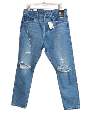 NWT Levi’s 501 SKINNY JEANS Color: Destructed Medium Indigo 32x 28 thumbnail 6