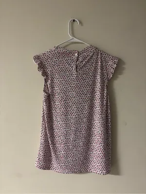 Adrianna Papell Size Medium Pink Printed Ruffle Sleeve Blouse | Lightweight Flut thumbnail 2