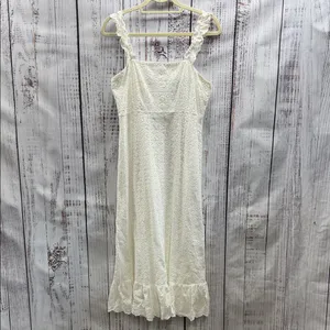 Lulu's Sincere Sweetheart White Cream Eyelet Lace Ruffled Midi Dress Size Medium thumbnail 5