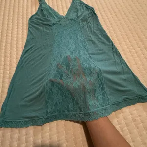 Victoria’s Secret Blue Slip Nightie M Medium See Through Lace Center Strips thumbnail 2