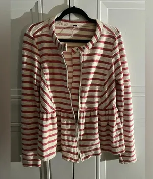Free People Striped Peplum Jacket thumbnail 6