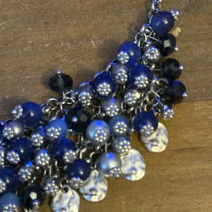 Silver tone multi dangle bead bib necklace thumbnail 4