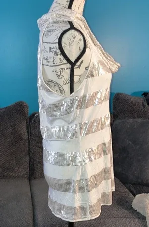 WHBM Sequined Cowl Neck Tank, Large thumbnail 3