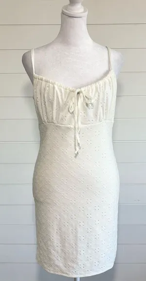 FASHIONOVA Chic Cream Spaghetti Strap White‎ Mini Dress Size L thumbnail 1