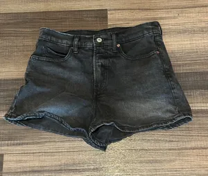 Old Navy Black Sky-Hi A-Line Denim Shorts thumbnail 1