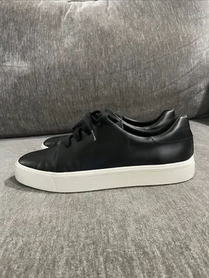 Vince Black Leather Sneakers Size 9 thumbnail 6