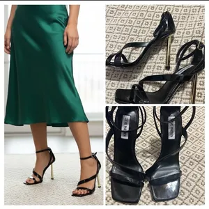 Steve Madden Black and Gold Strappy Heels thumbnail 2