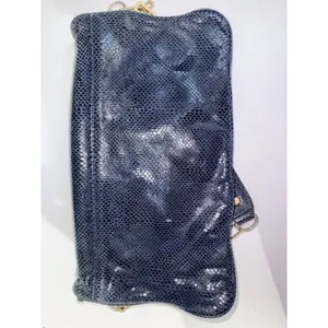 Tory Burch Reva Clutch Blue Leather‎ Snakeskin Print Chain Handbag Bag L thumbnail 16
