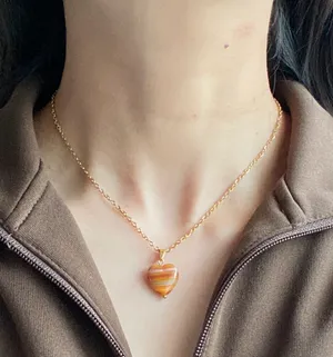 Handmade quality Czech glass chic fairy boho gold chain necklace🧡 thumbnail 4