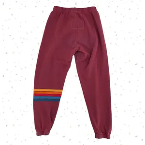 Aviator Nation Jogger Sweatpants Brick Red Maroon 5 Stripe Retro Sweats Size XS thumbnail 2