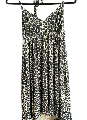 Y2K express Leopard Print Spaghetti Strap mini dress size M thumbnail 4