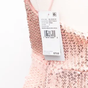 Liv Foster - Rosy‎ Peach Sequin Draped Plunge V-Neck Mini Dress thumbnail 8