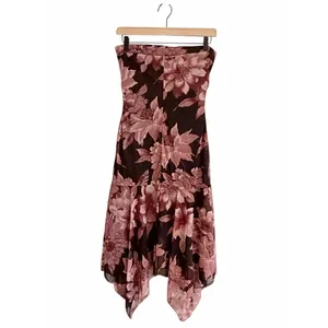 Zinc Vintage Y2K 90s Black Floral Whimsigoth Strapless Dress Size M Asymmetric Fairy thumbnail 4