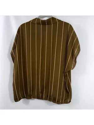 Worthington Striped Surplice Blouse Olive Tan Size L thumbnail 8