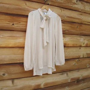 Revolve X Rachel Pally Gold Lurex Scarf Tie Neck Sweater thumbnail 3