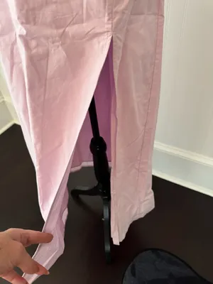 NWT Self Contrast Pink Halter Neck Backless Maxi Dress w/ Side Slit ~ Size Large thumbnail 4