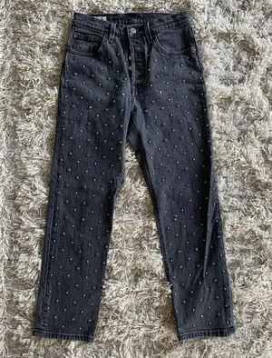 Levi's Black/Grey 501 Bejeweled Rock Stud High Waisted Jeans thumbnail 4