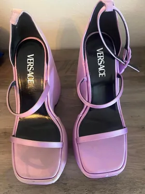 Versace Platform 170mm Satin Lilac Purple Sandals thumbnail 1