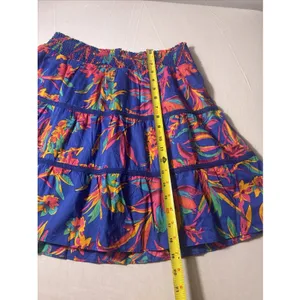NWT J. Crew Tropical Floral Smocked Tiered Mini‎ Skirt Crochet Trim Boho Medium thumbnail 10