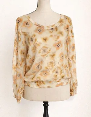 J. Jill Watercolor Floral Silk Overlay Sweater | Size L thumbnail 1