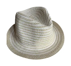Amiani Packable Straw Fedora Beach Hat Cream Resort Travel Sun Hat thumbnail 1
