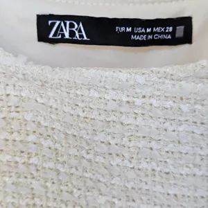ZARA Womens White Tweed Scoop Neck Button Mini Dress Preppy Structured Chic Sz M thumbnail 10