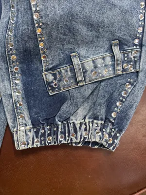 Women’s Blue Studded Denim Jogger Jeans thumbnail 3