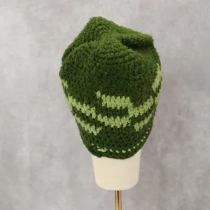 Green Cable Knit Y2K Vintage Hippy Cottage Boho Skater Bucket Beanie Cap‎ Hat thumbnail 4