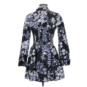By Anthropologie Black Lavender Floral Corset Shirt Dress 6 Button Front Mini thumbnail 2
