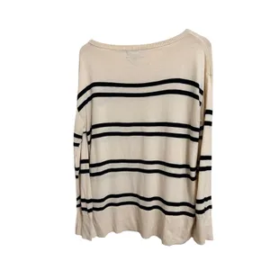 Banana Republic forever sweater Nautical Striped Knit Crew Neck Beige Black M thumbnail 7