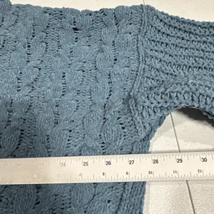 UMGEE Soft Knit Open Front Cardigan Women's S/M Oversized Blue Half Sleeve thumbnail 7